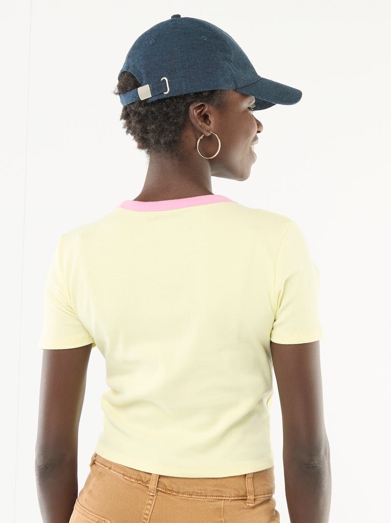 T-shirt stampata a maniche corte con motivo Giallo - Kiabi