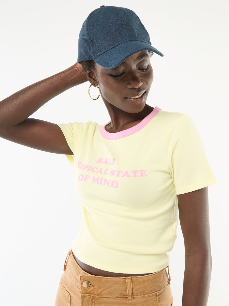 T-shirt stampata a maniche corte con motivo Giallo - Kiabi
