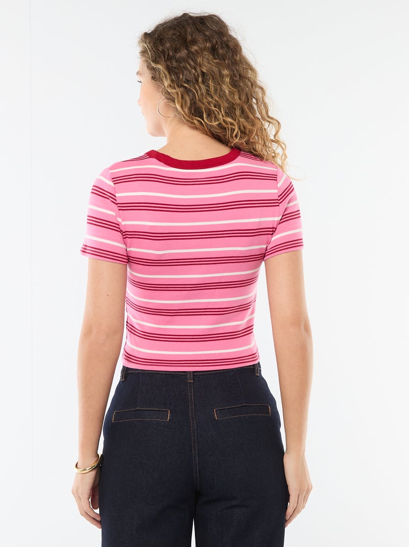 T-shirt stampata a maniche corte con motivo Rosa - Kiabi