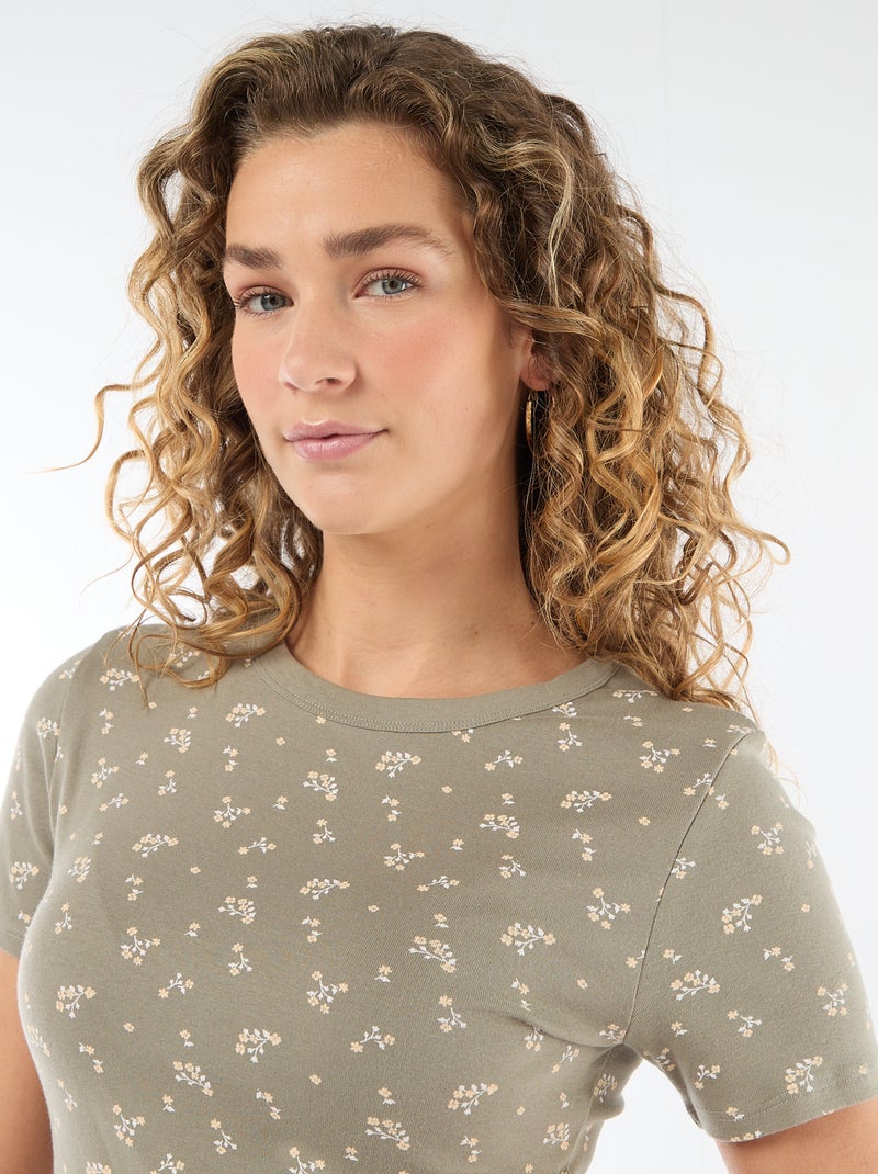 T-shirt stampata a maniche corte con motivo Verde - Kiabi
