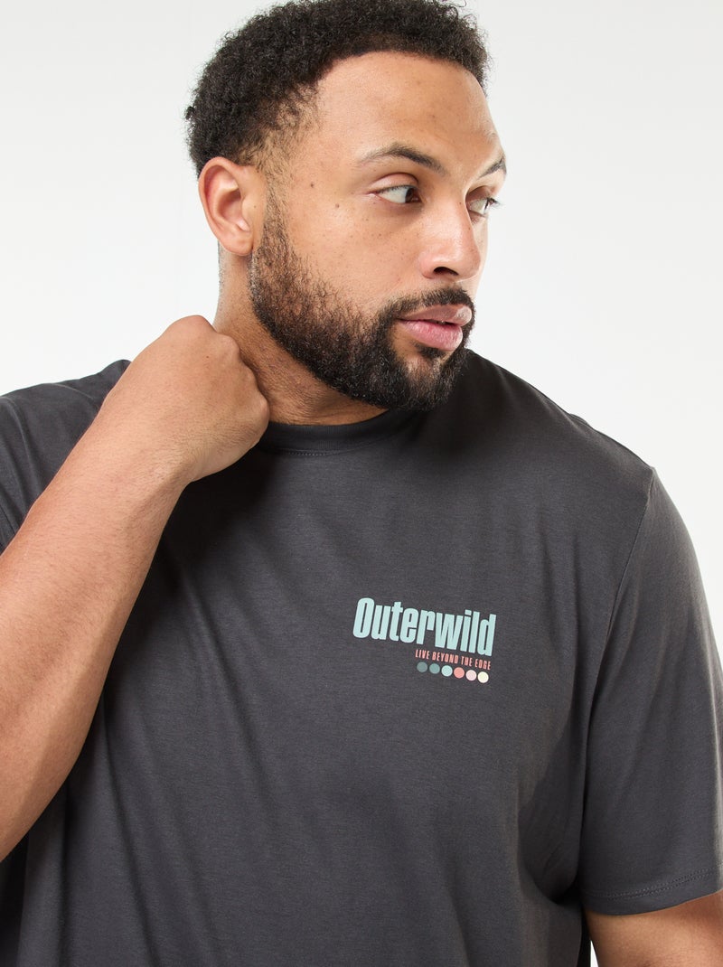 T-shirt stampata a maniche corte e collo rotondo Grigio - Kiabi