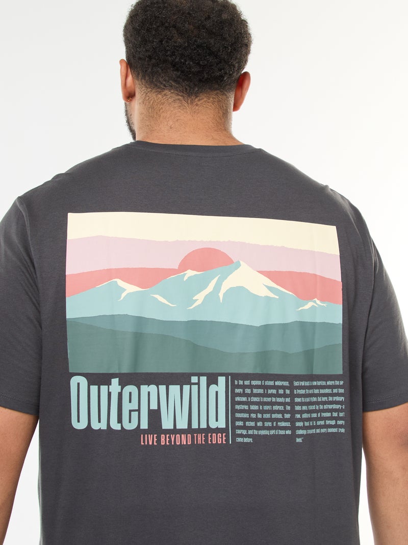 T-shirt stampata a maniche corte e collo rotondo Grigio - Kiabi