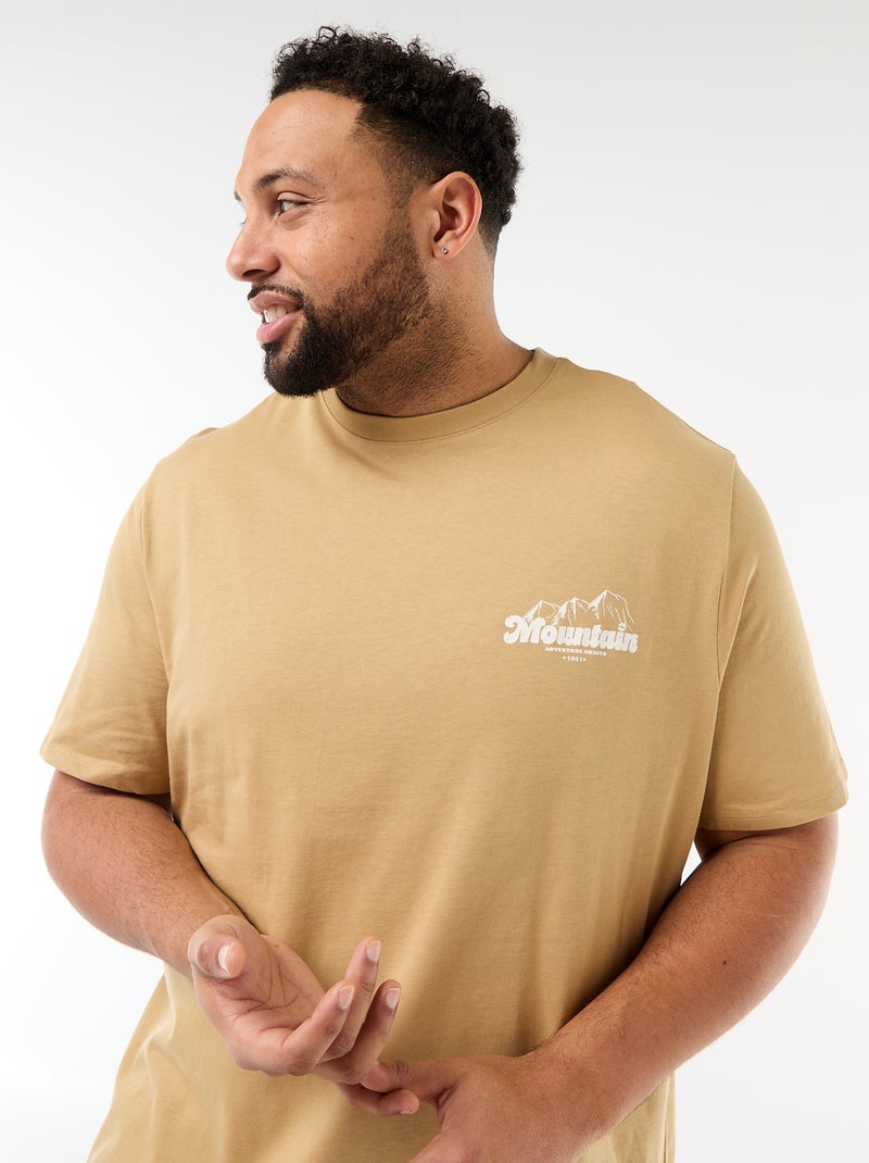 T-shirt stampata a maniche corte e girocollo Beige - Kiabi