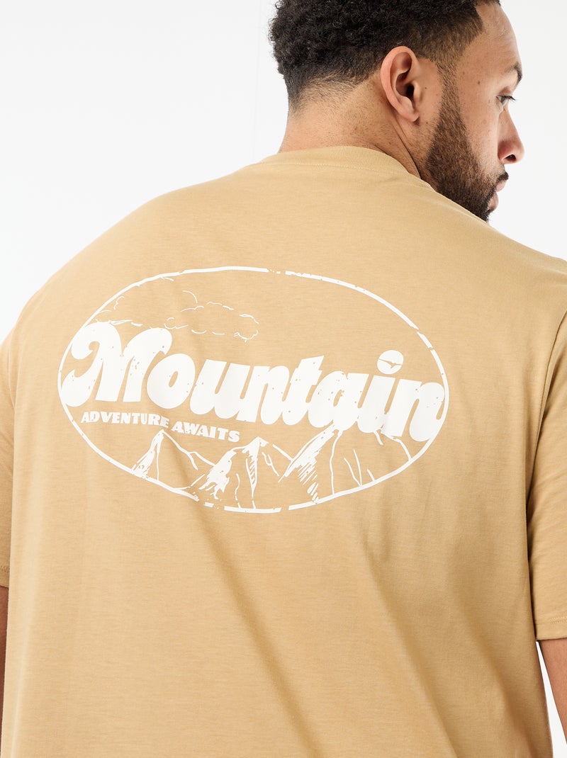 T-shirt stampata a maniche corte e girocollo Beige - Kiabi