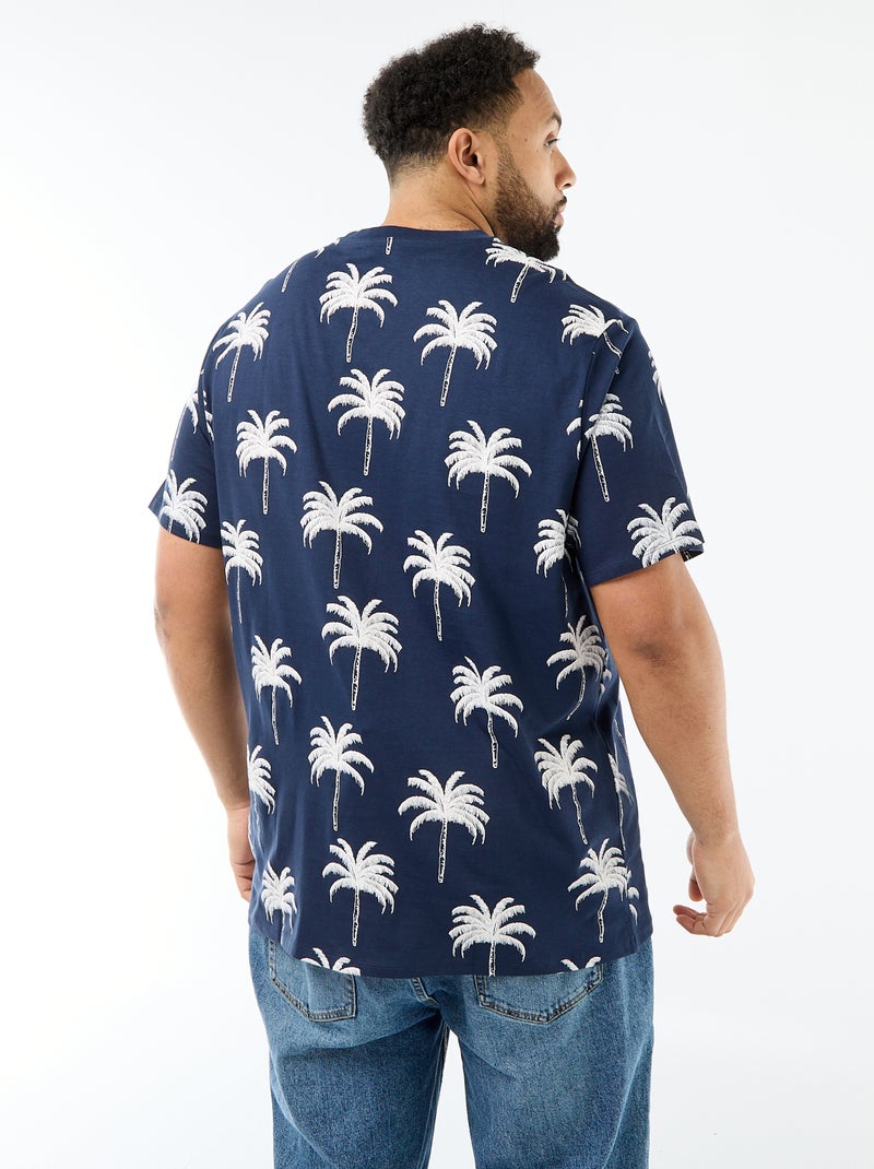 T-shirt stampata a maniche corte e girocollo Blu - Kiabi