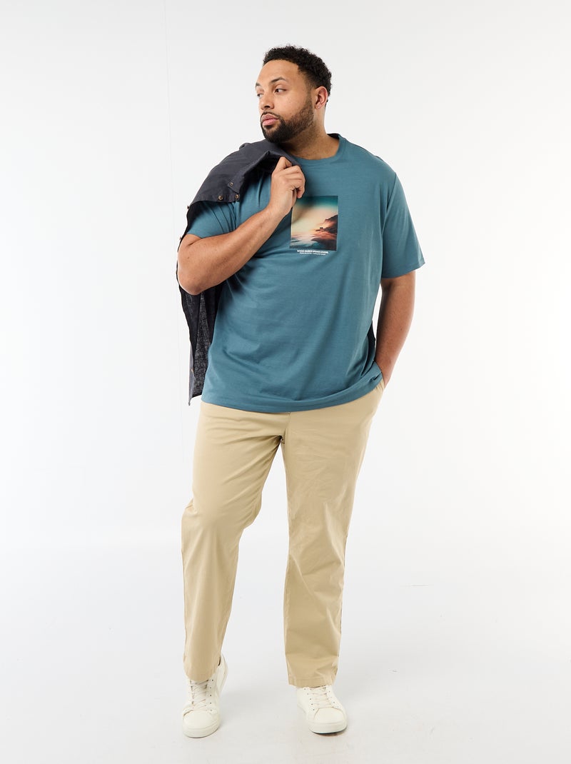 T-shirt stampata a maniche corte e girocollo Blu - Kiabi
