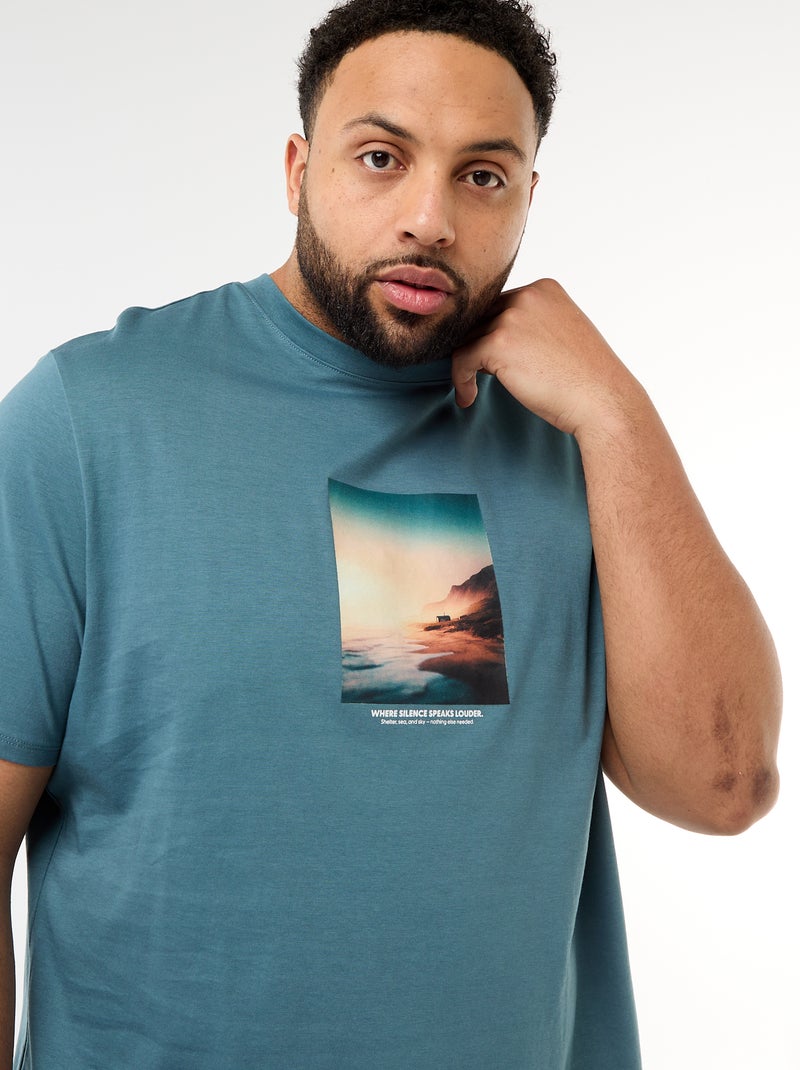 T-shirt stampata a maniche corte e girocollo Blu - Kiabi