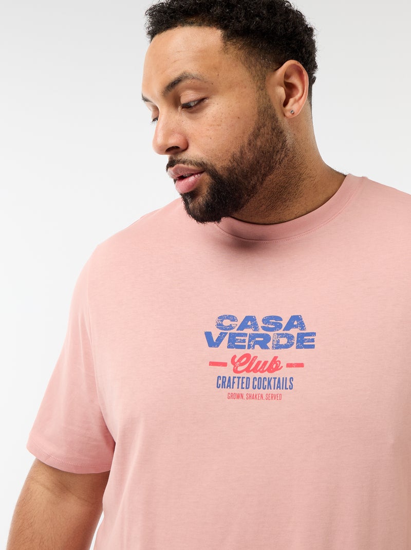 T-shirt stampata a maniche corte e girocollo Rosa - Kiabi