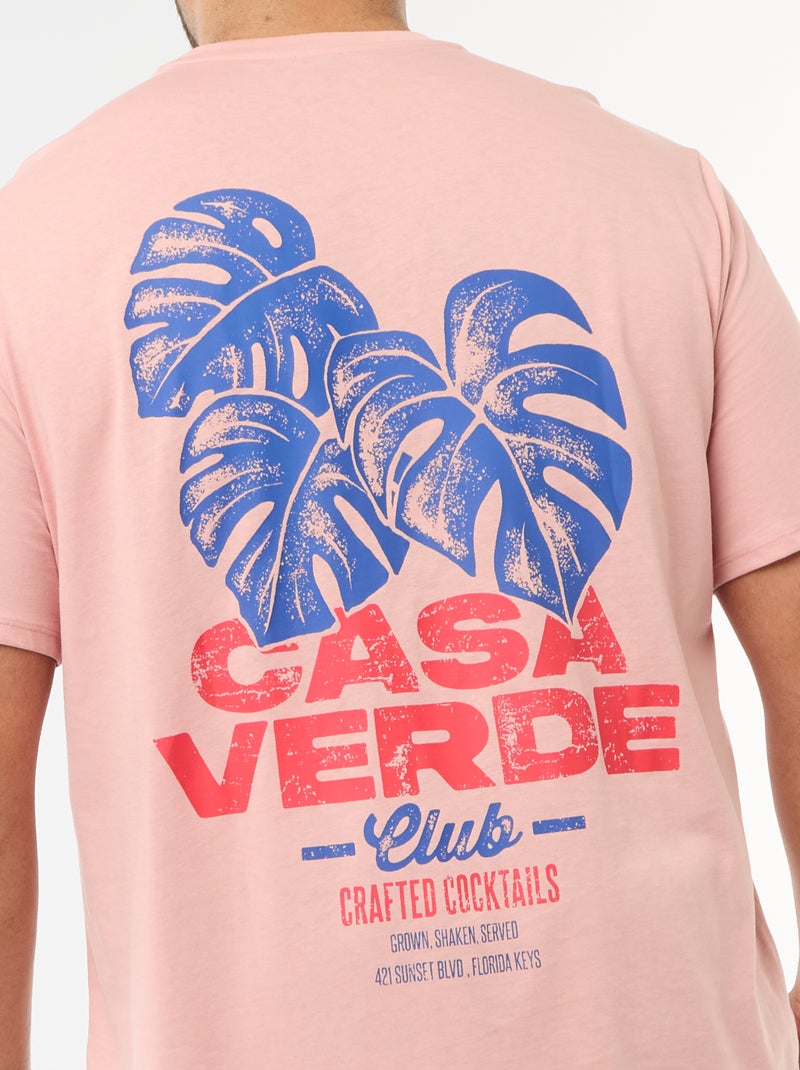 T-shirt stampata a maniche corte e girocollo Rosa - Kiabi
