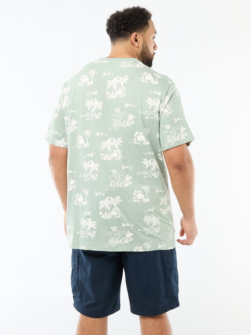 T-shirt stampata a maniche corte e girocollo Verde - Kiabi