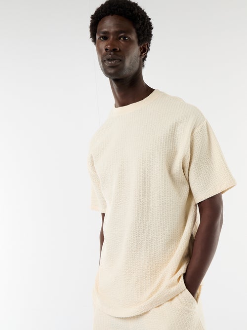 T-shirt stampata a maniche corte in tessuto a nido d'ape - Kiabi