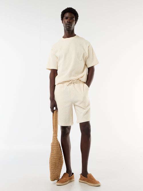 T-shirt stampata a maniche corte in tessuto a nido d'ape - Kiabi