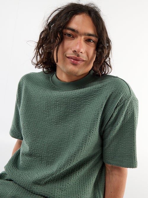 T-shirt stampata a maniche corte in tessuto a nido d'ape - Kiabi