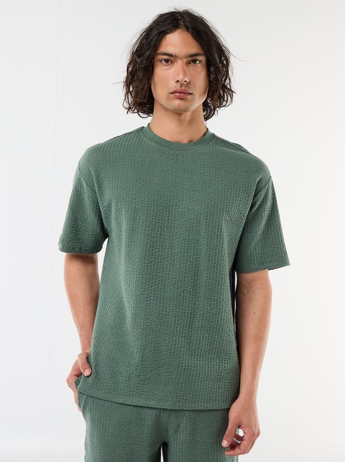 T-shirt stampata a maniche corte in tessuto a nido d'ape - Kiabi