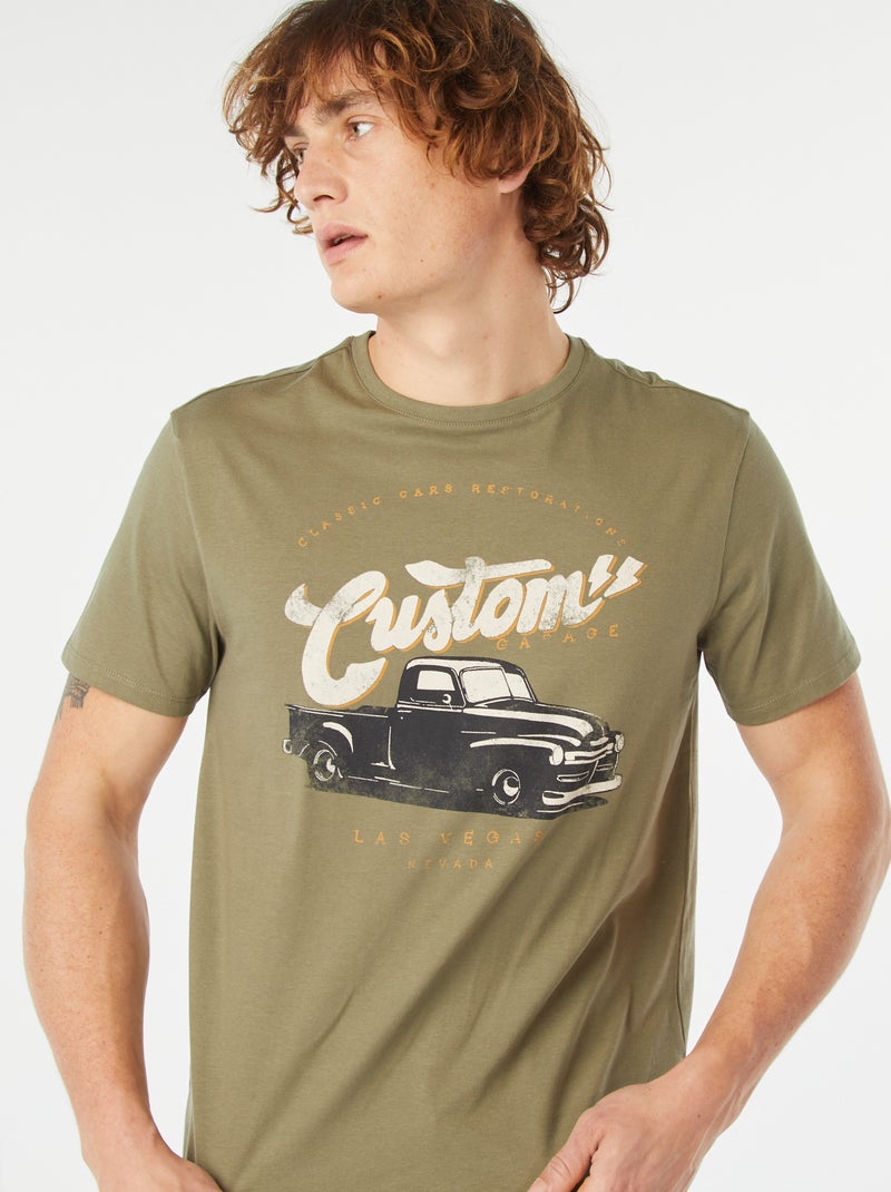 T-shirt stampata a maniche corte KAKI - Kiabi