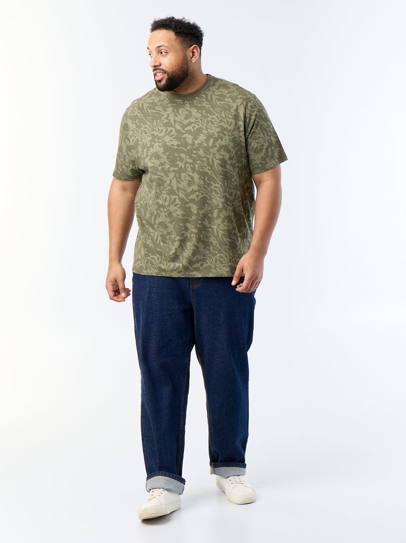 T-shirt stampata a maniche corte Kaki - Kiabi