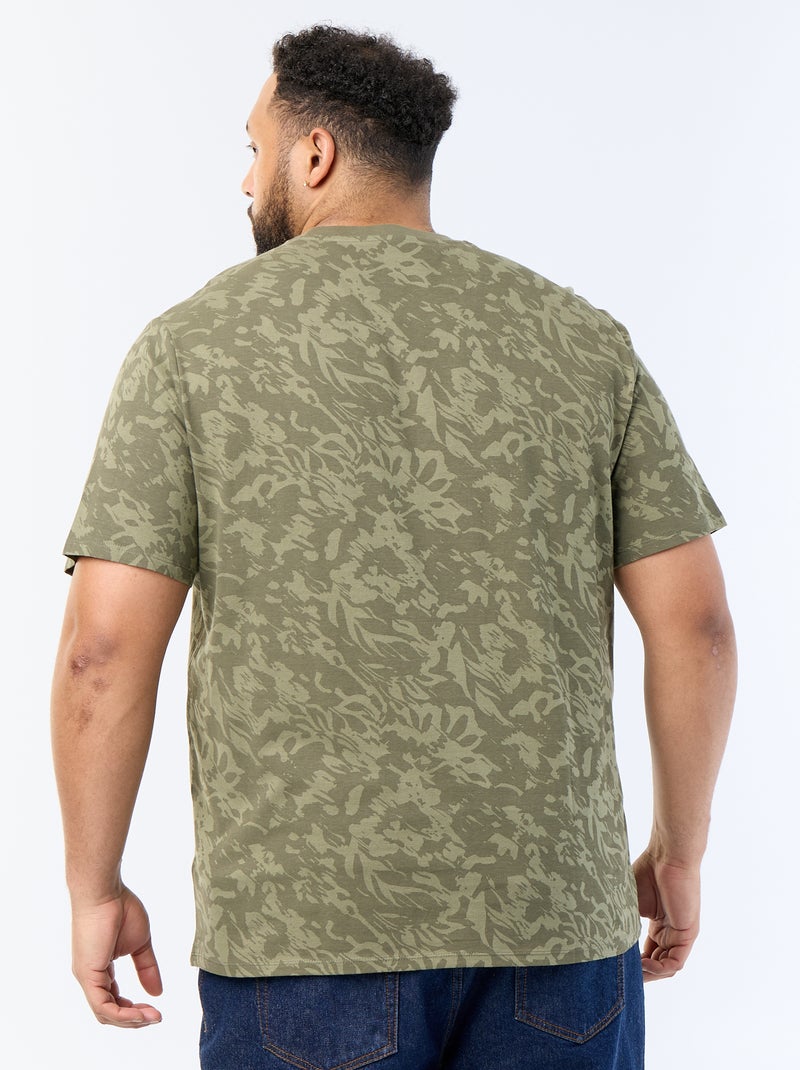 T-shirt stampata a maniche corte Kaki - Kiabi