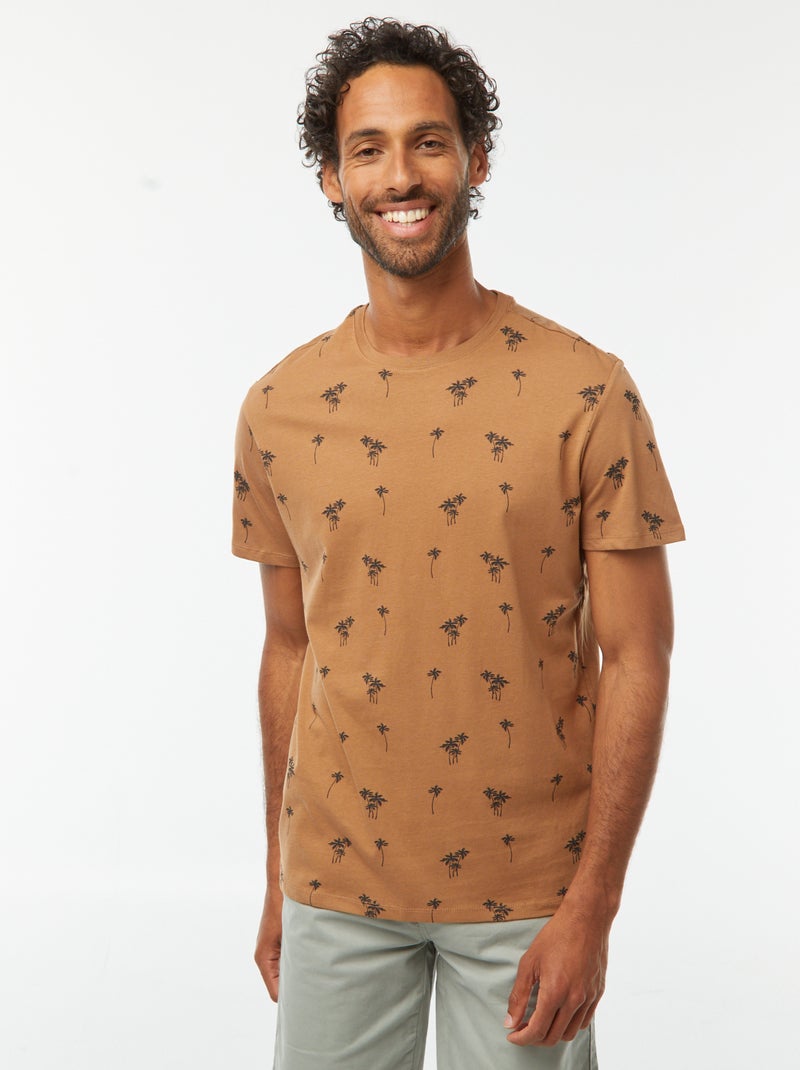 T-shirt stampata a maniche corte Marrone - Kiabi