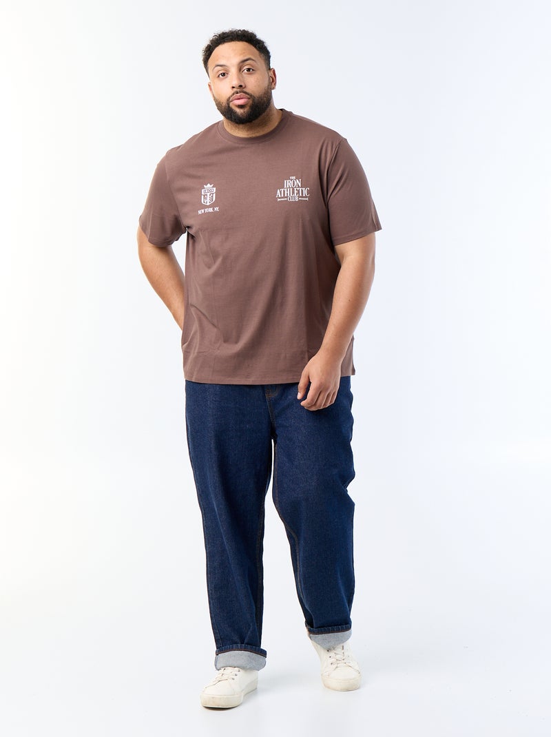 T-shirt stampata a maniche corte Marrone - Kiabi