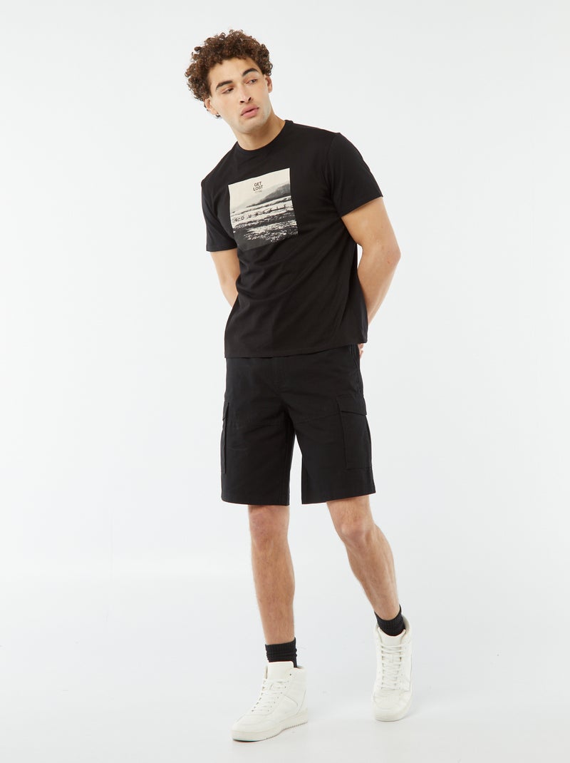 T-shirt stampata a maniche corte NERO - Kiabi