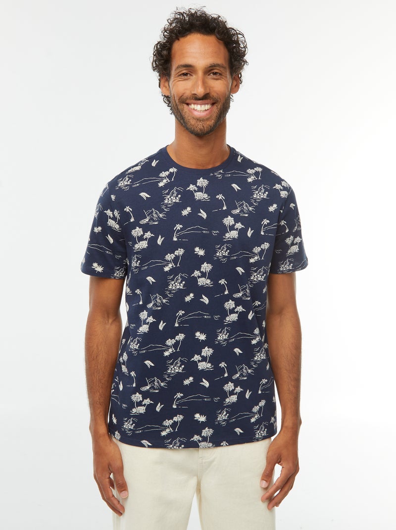 T-shirt stampata a maniche corte Nero - Kiabi