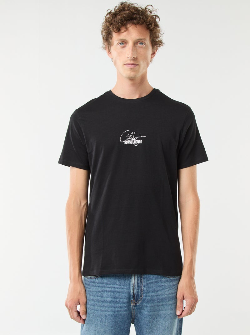 T-shirt stampata a maniche corte Nero - Kiabi