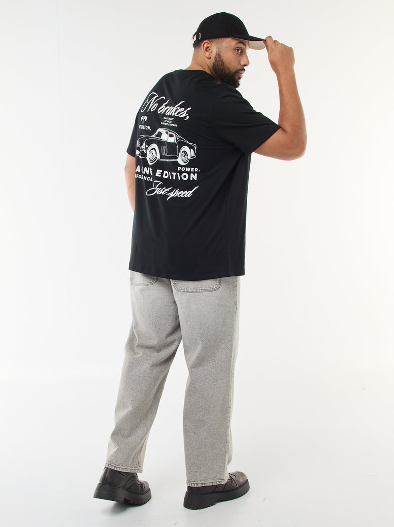 T-shirt stampata a maniche corte Nero - Kiabi