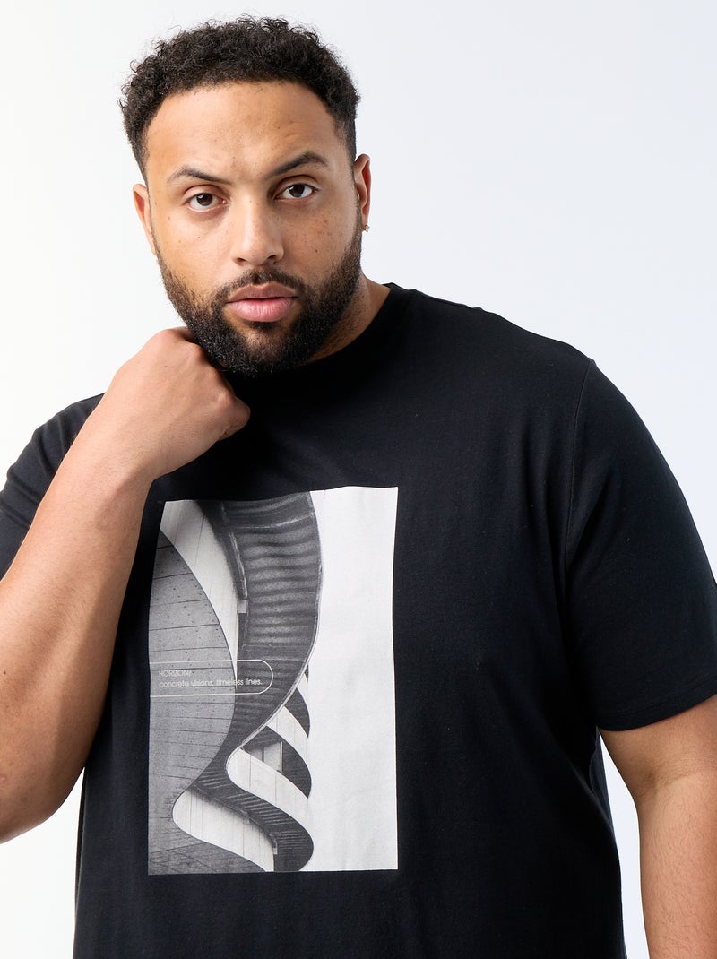 T-shirt stampata a maniche corte Nero - Kiabi