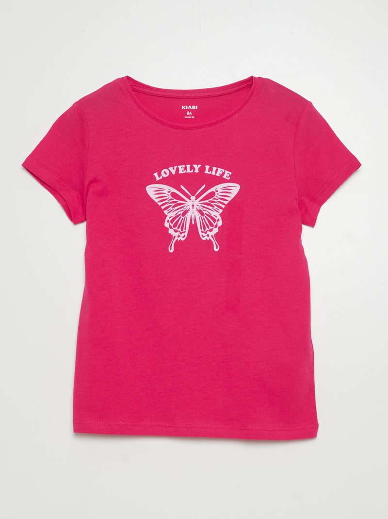 T-shirt stampata a maniche corte ROSA - Kiabi