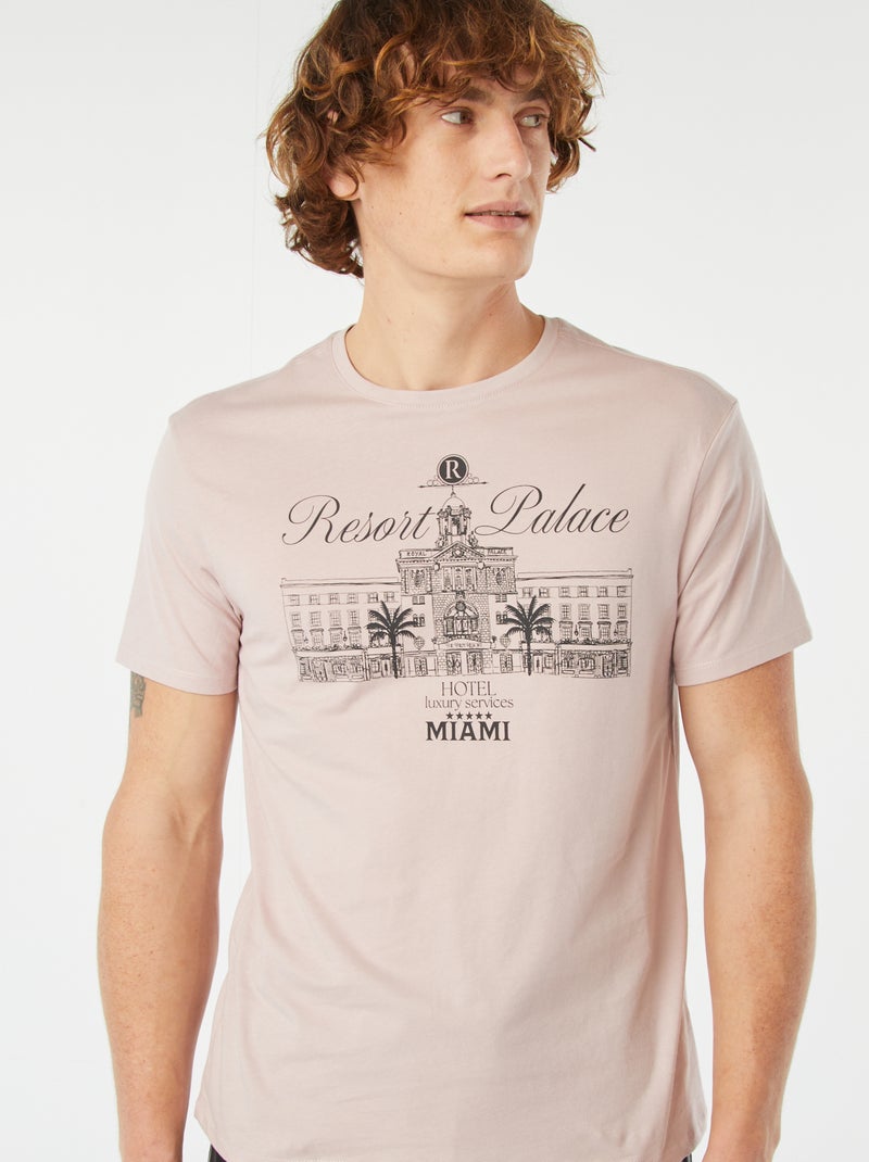 T-shirt stampata a maniche corte ROSA - Kiabi