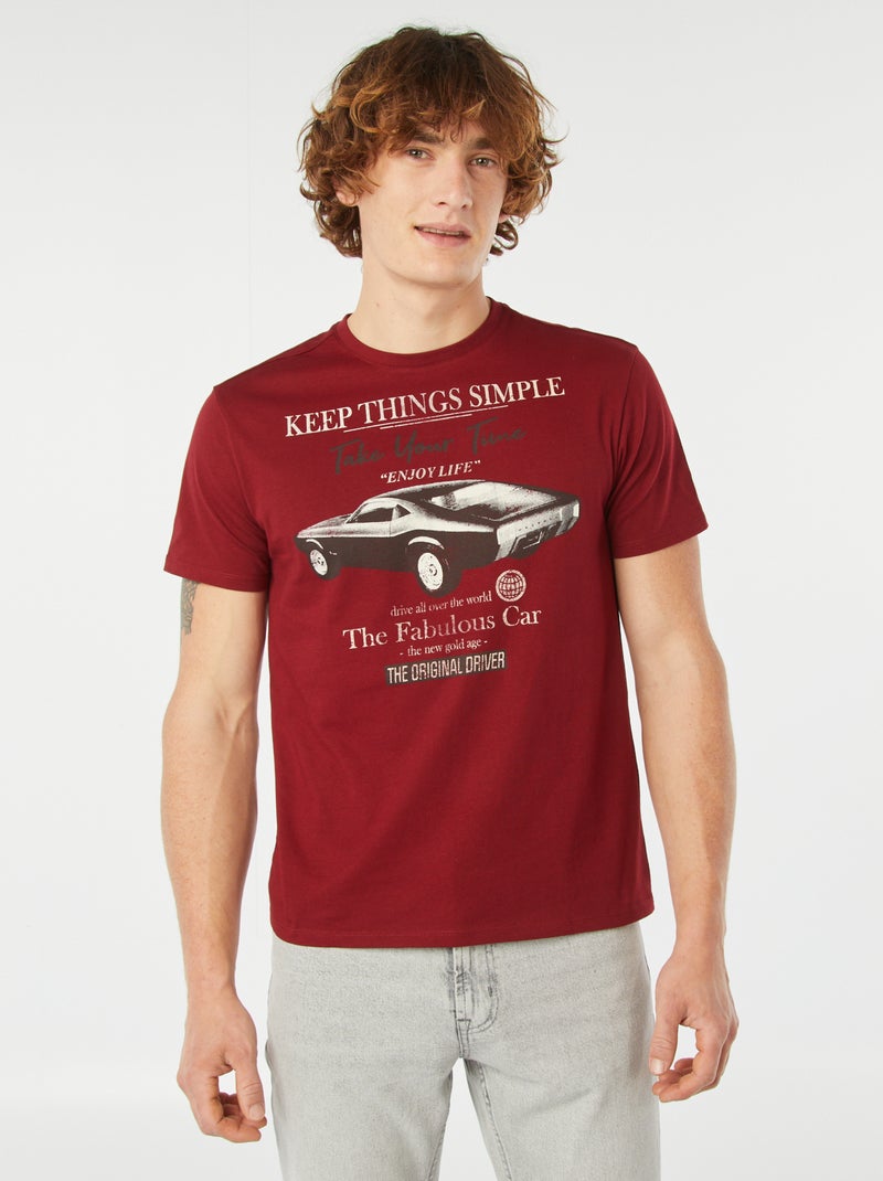 T-shirt stampata a maniche corte ROSSO - Kiabi