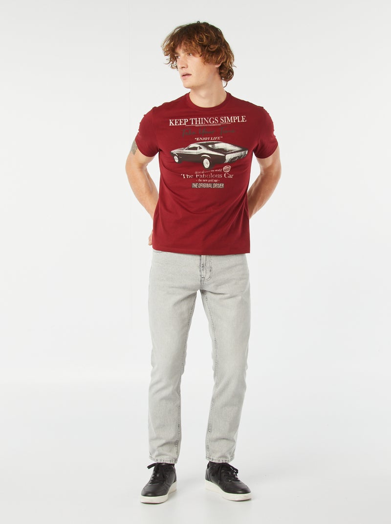 T-shirt stampata a maniche corte ROSSO - Kiabi