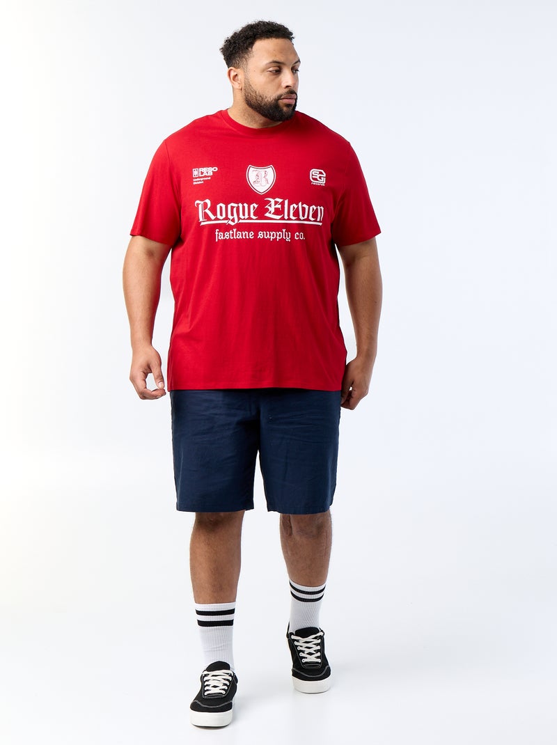 T-shirt stampata a maniche corte Rosso - Kiabi