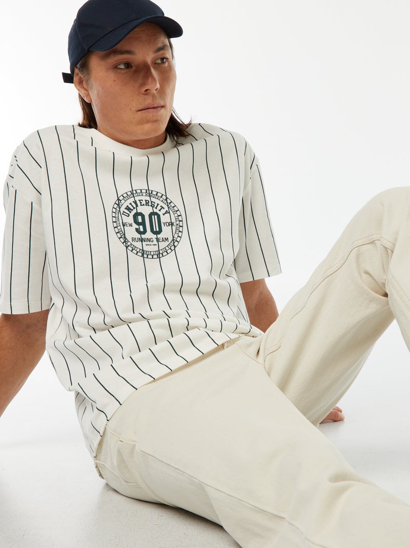 T-shirt stampata a maniche corte stile college americano Bianco - Kiabi