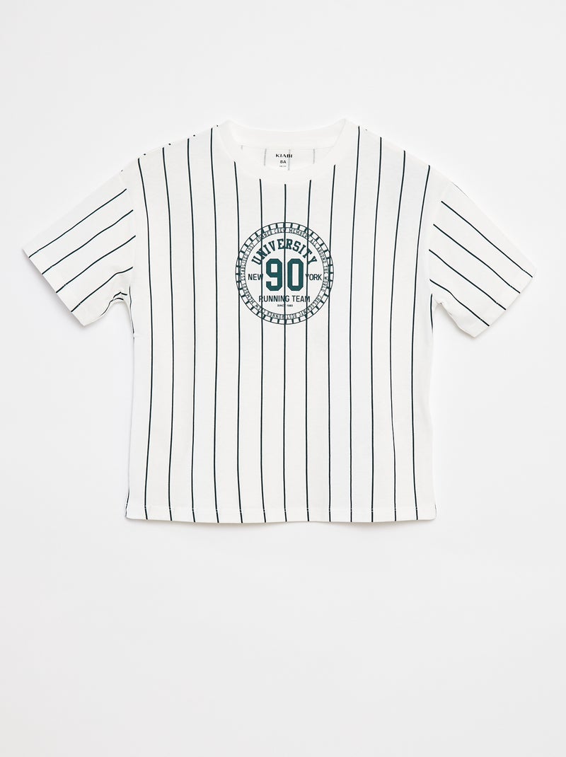 T-shirt stampata a maniche corte stile college americano Bianco - Kiabi