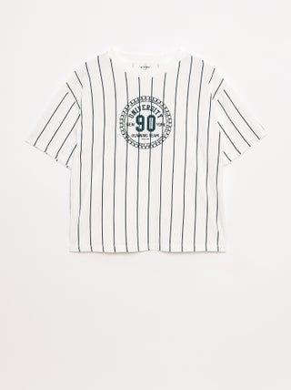 T-shirt stampata a maniche corte stile college americano