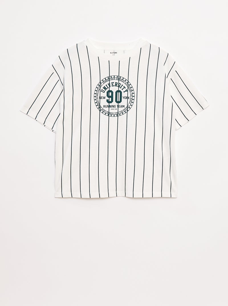 T-shirt stampata a maniche corte stile college americano Blu - Kiabi