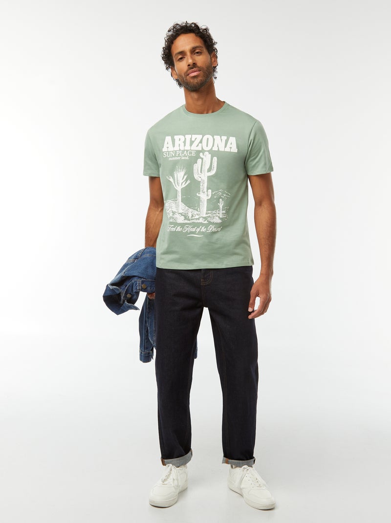 T-shirt stampata a maniche corte Verde - Kiabi