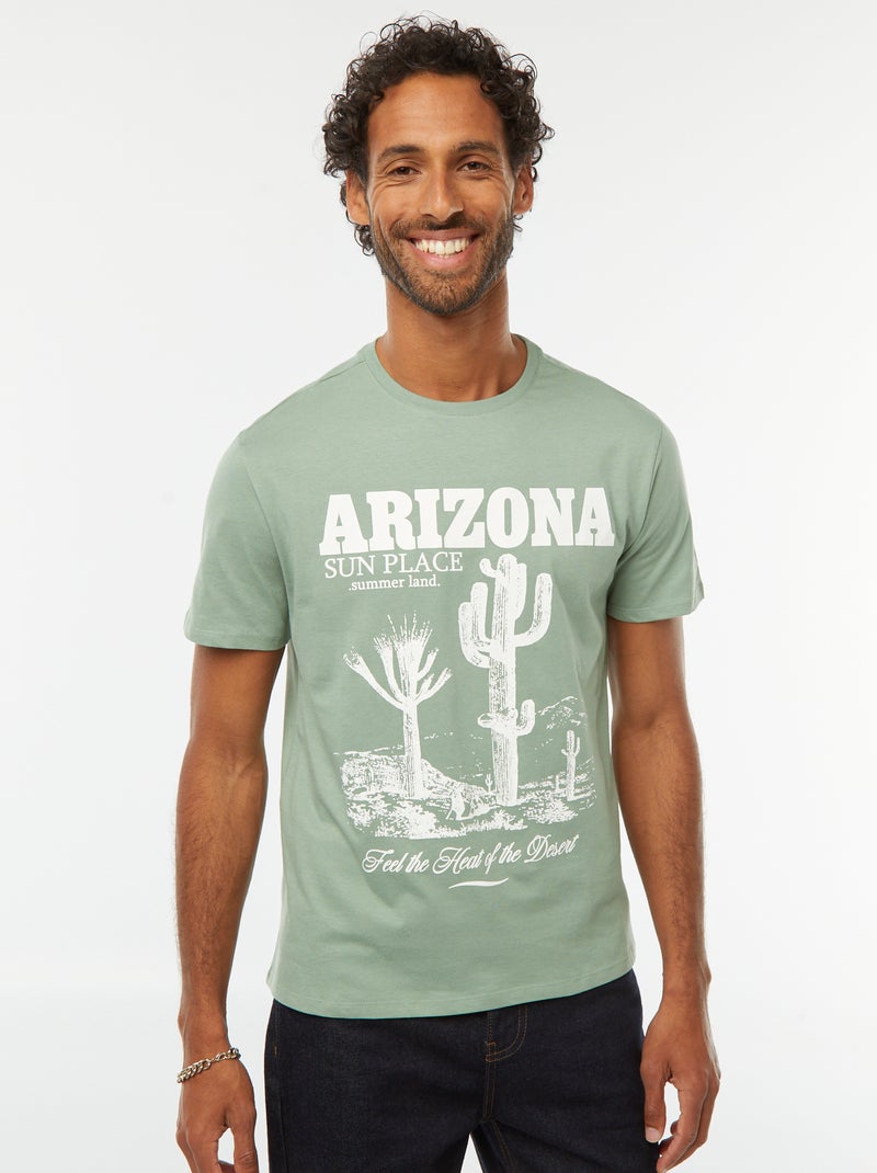 T-shirt stampata a maniche corte Verde - Kiabi