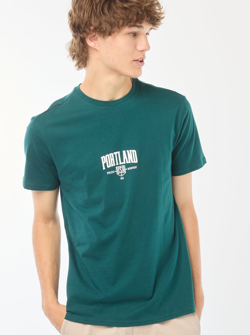 T-shirt stampata a maniche corte Verde - Kiabi