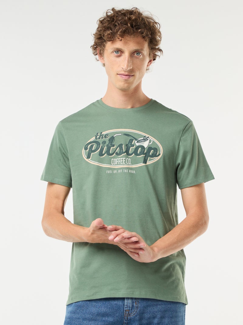 T-shirt stampata a maniche corte Verde - Kiabi