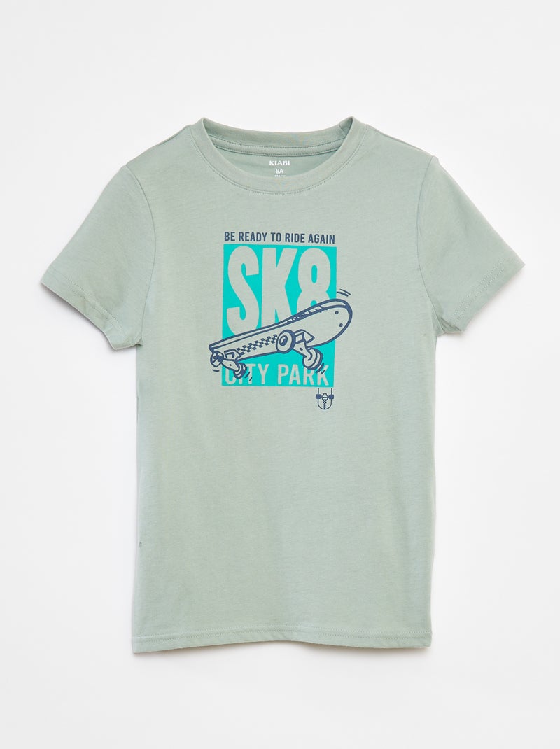 T-shirt stampata a maniche corte Verde - Kiabi
