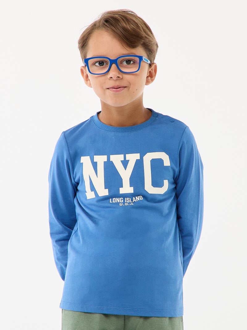 T-shirt stampata a maniche lunghe - So Easy Blu - Kiabi