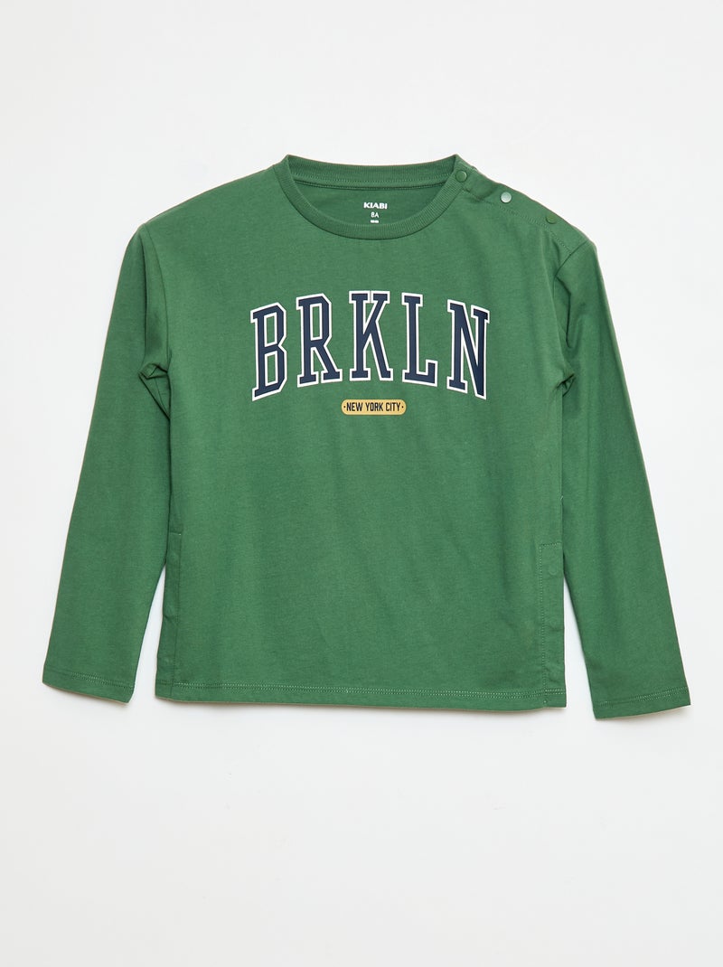 T-shirt stampata a maniche lunghe - So Easy Verde - Kiabi