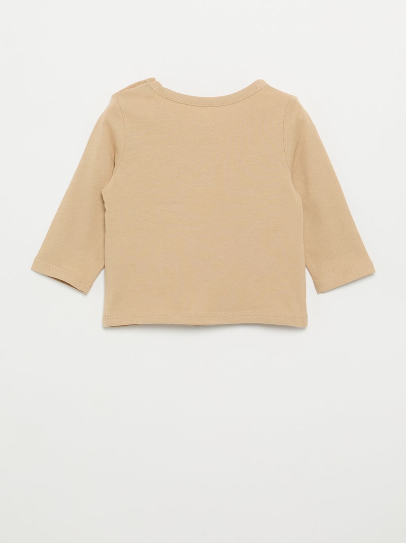 T-shirt stampata a maniche lunghe Beige - Kiabi