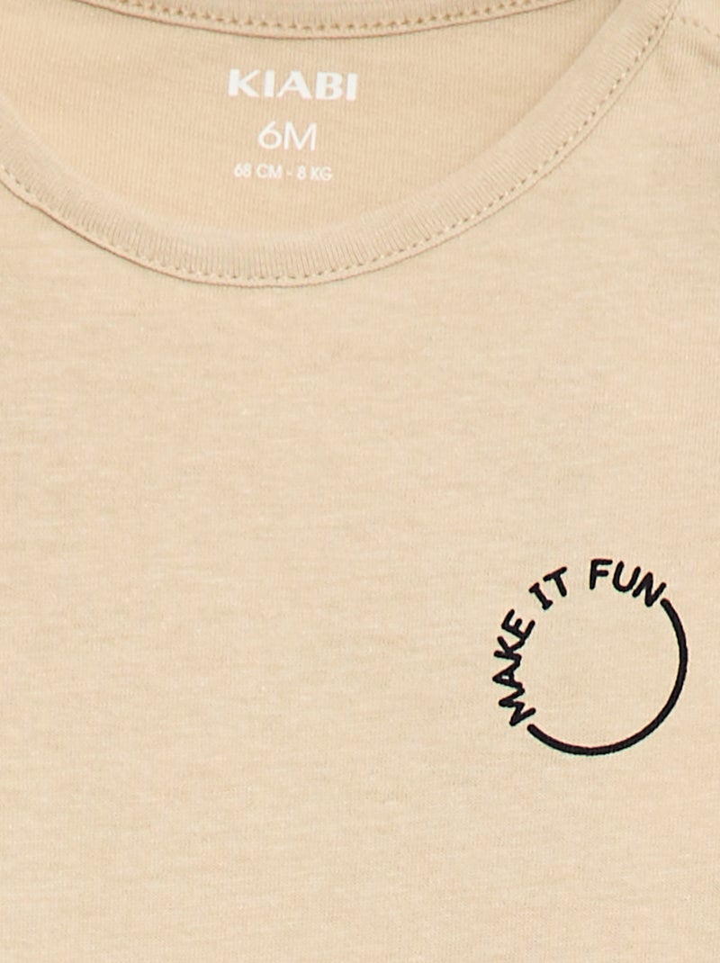 T-shirt stampata a maniche lunghe Beige - Kiabi