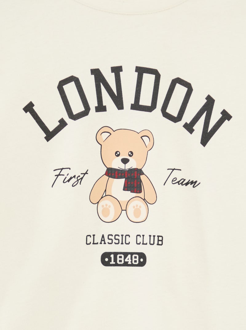 T-shirt stampata a maniche lunghe Beige - Kiabi