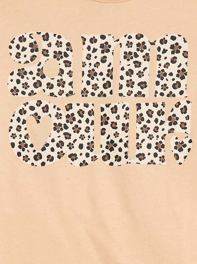 T-shirt stampata a maniche lunghe Beige - Kiabi
