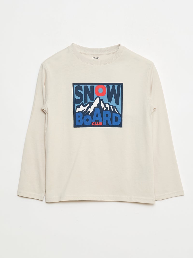 T-shirt stampata a maniche lunghe Beige - Kiabi
