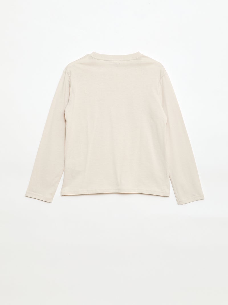T-shirt stampata a maniche lunghe Beige - Kiabi